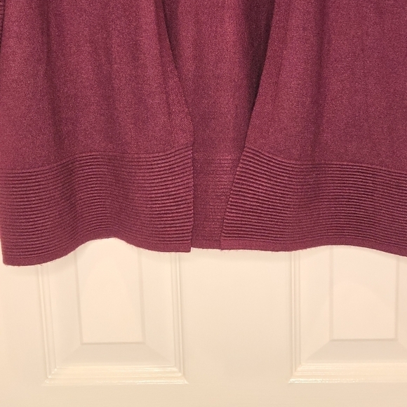 Evolution by Cyrus Open Front Ribbed Knit Detail Cardigan Size Small Ancho Chili - Picture 9 of 11